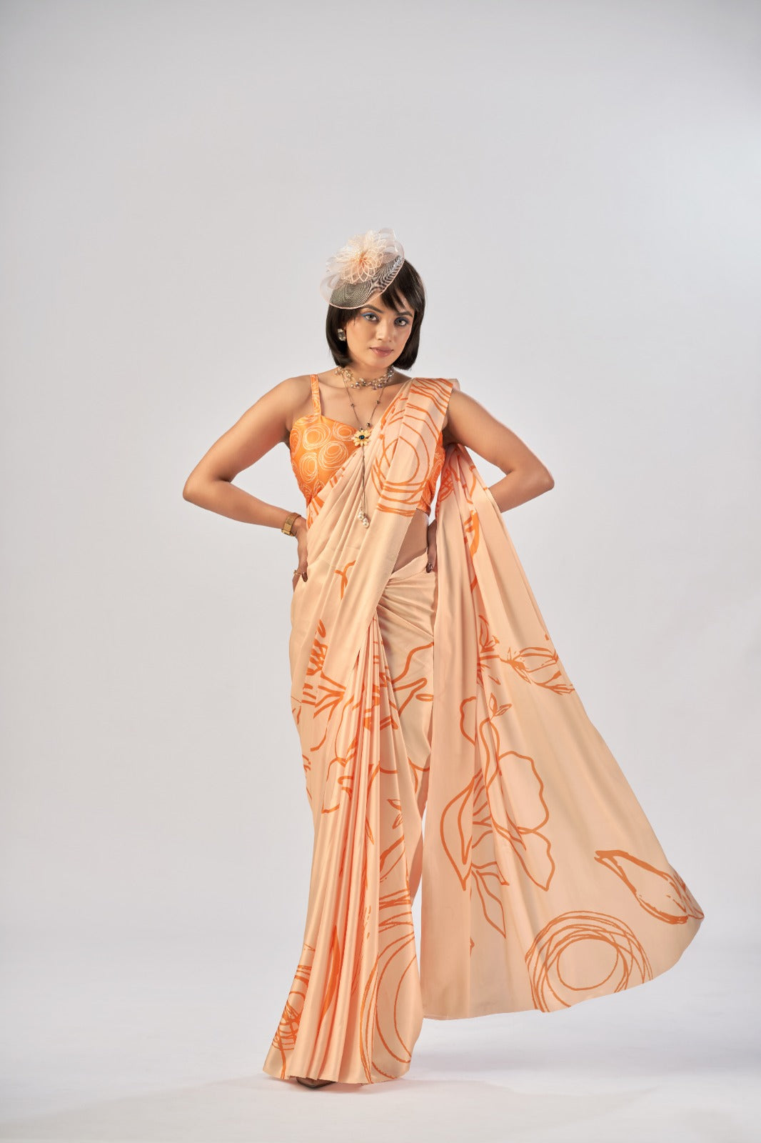 Satin silk ki smooth shine aur elegant prints… effortless grace in every drape