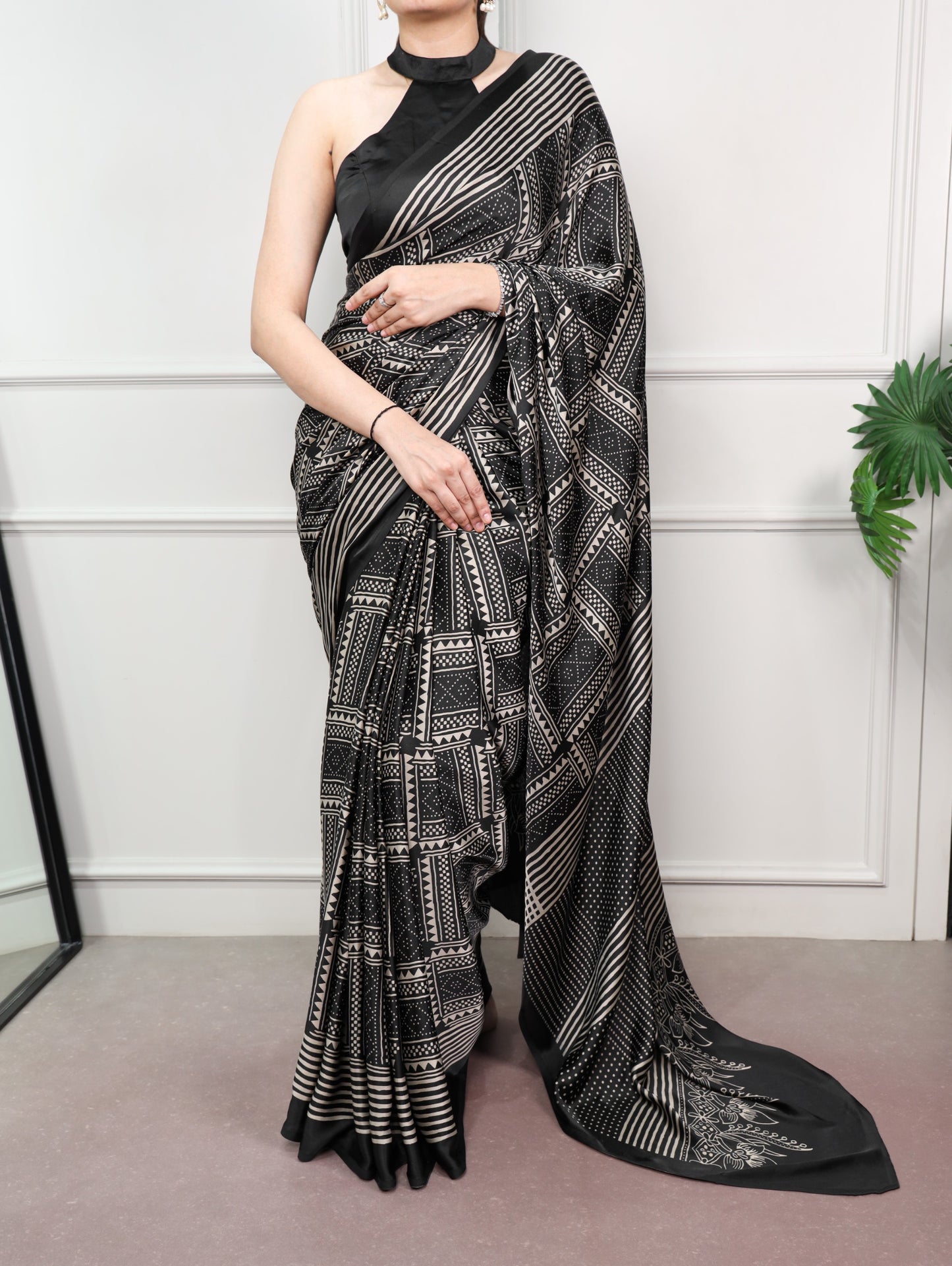 Wrap yourself in the elegance of satin silk and let the beautiful prints add a touch of timeless charm to your style.