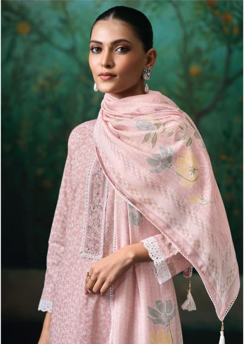 SUPERIOR COTTON PRINTED WITH EMBROIDERY AND LACE ON NECK, DAMAN AND SLEEVES