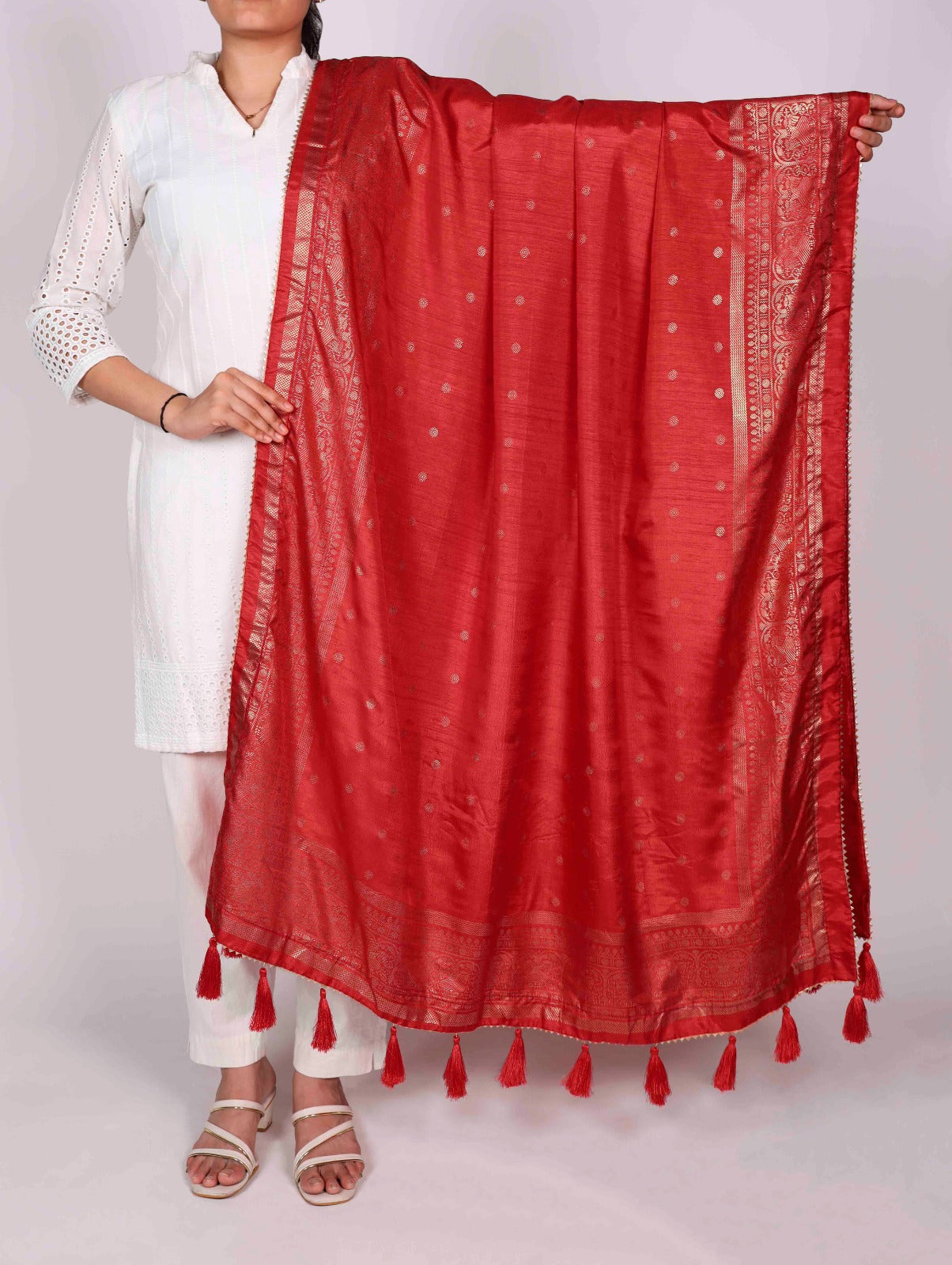 Grace wrapped in Tasar silk.