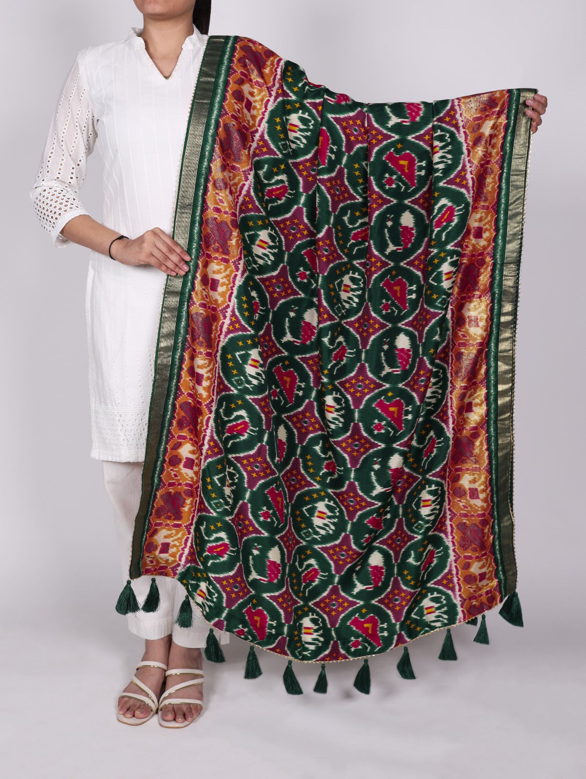 Grace wrapped in Tasar silk.