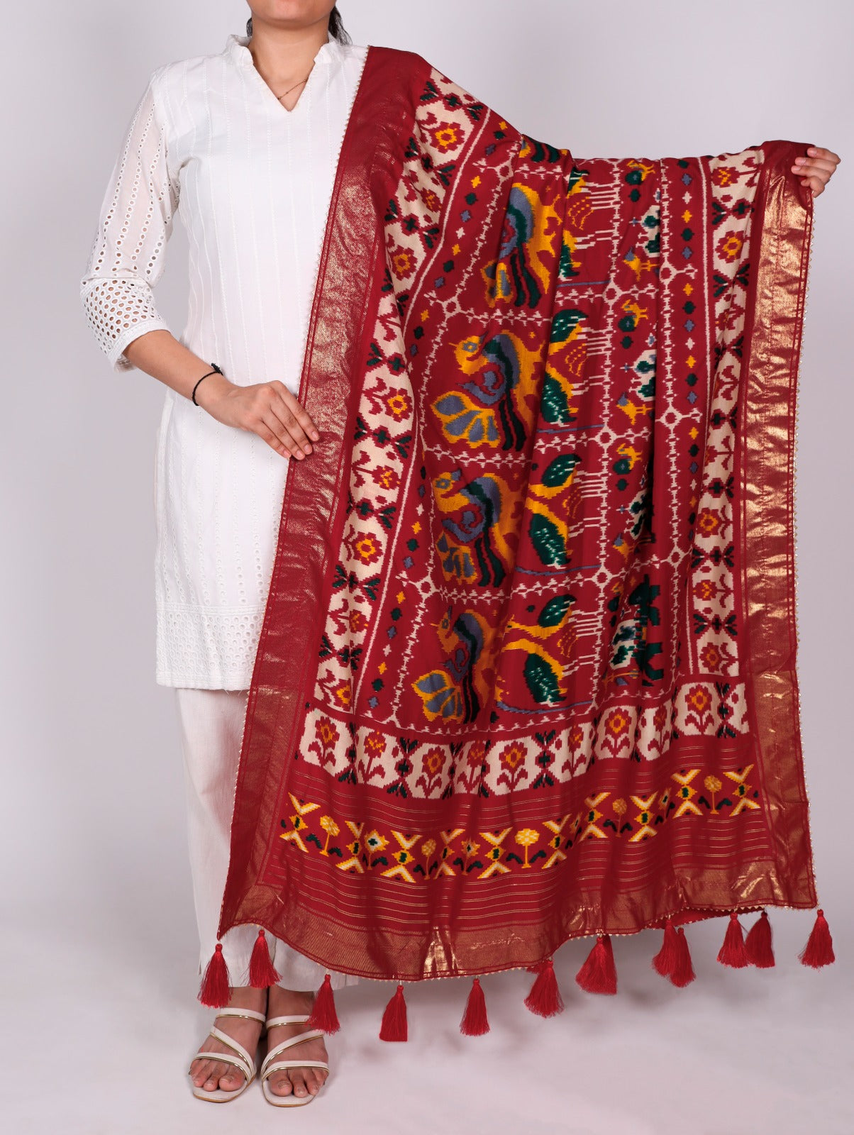 Grace wrapped in Tasar silk.