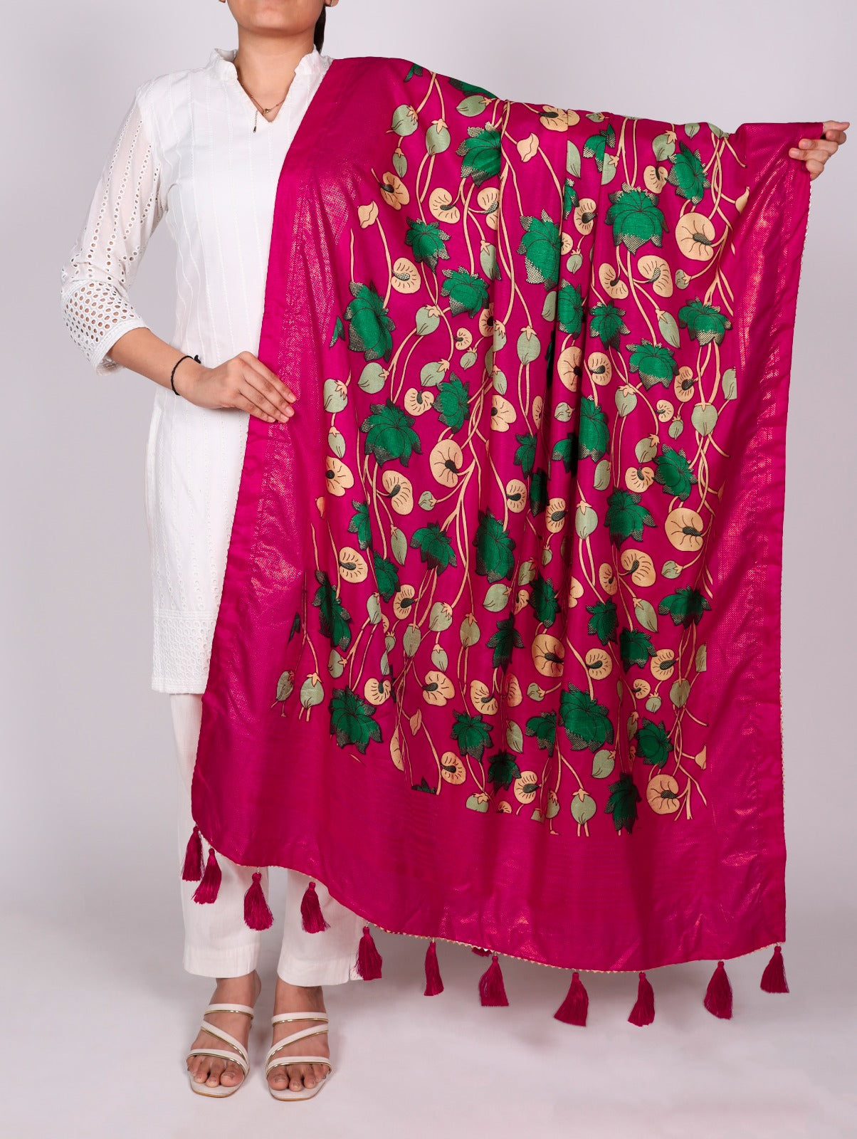 Grace wrapped in Tasar silk.