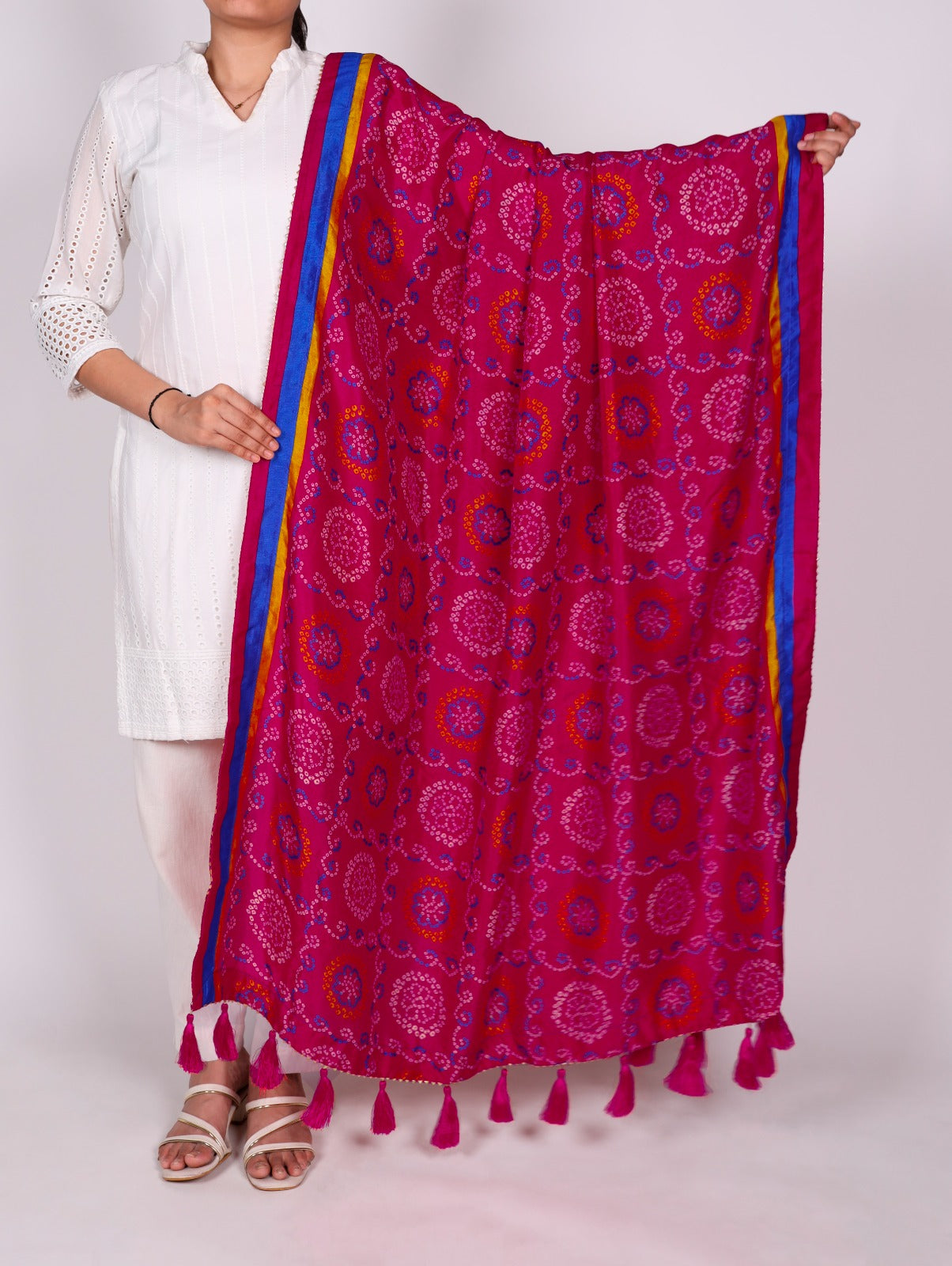 Grace wrapped in Tasar silk.