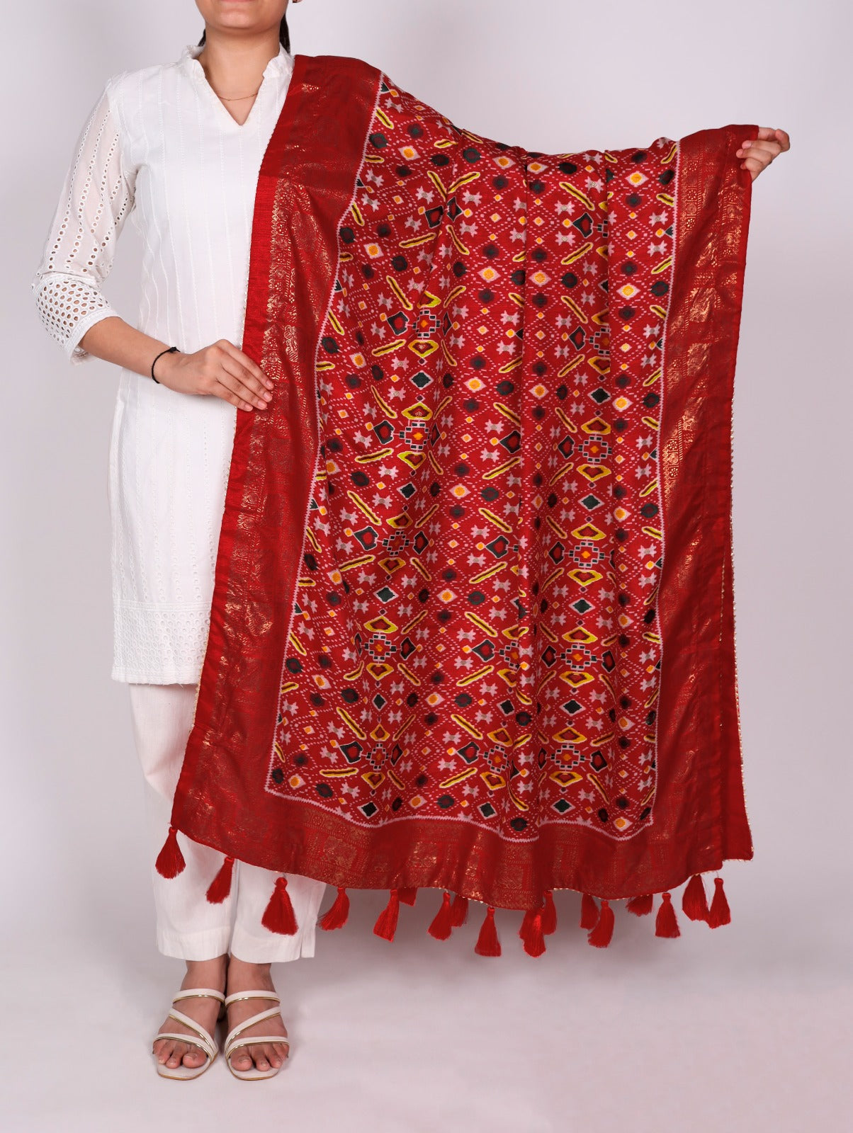 Grace wrapped in Tasar silk.