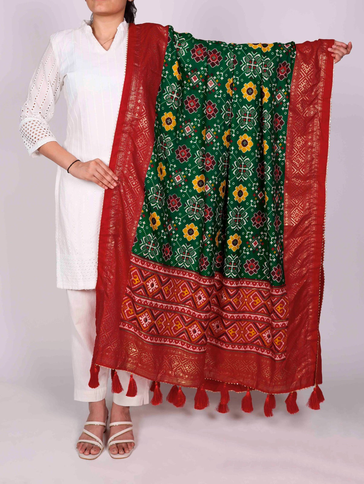 Grace wrapped in Tasar silk.