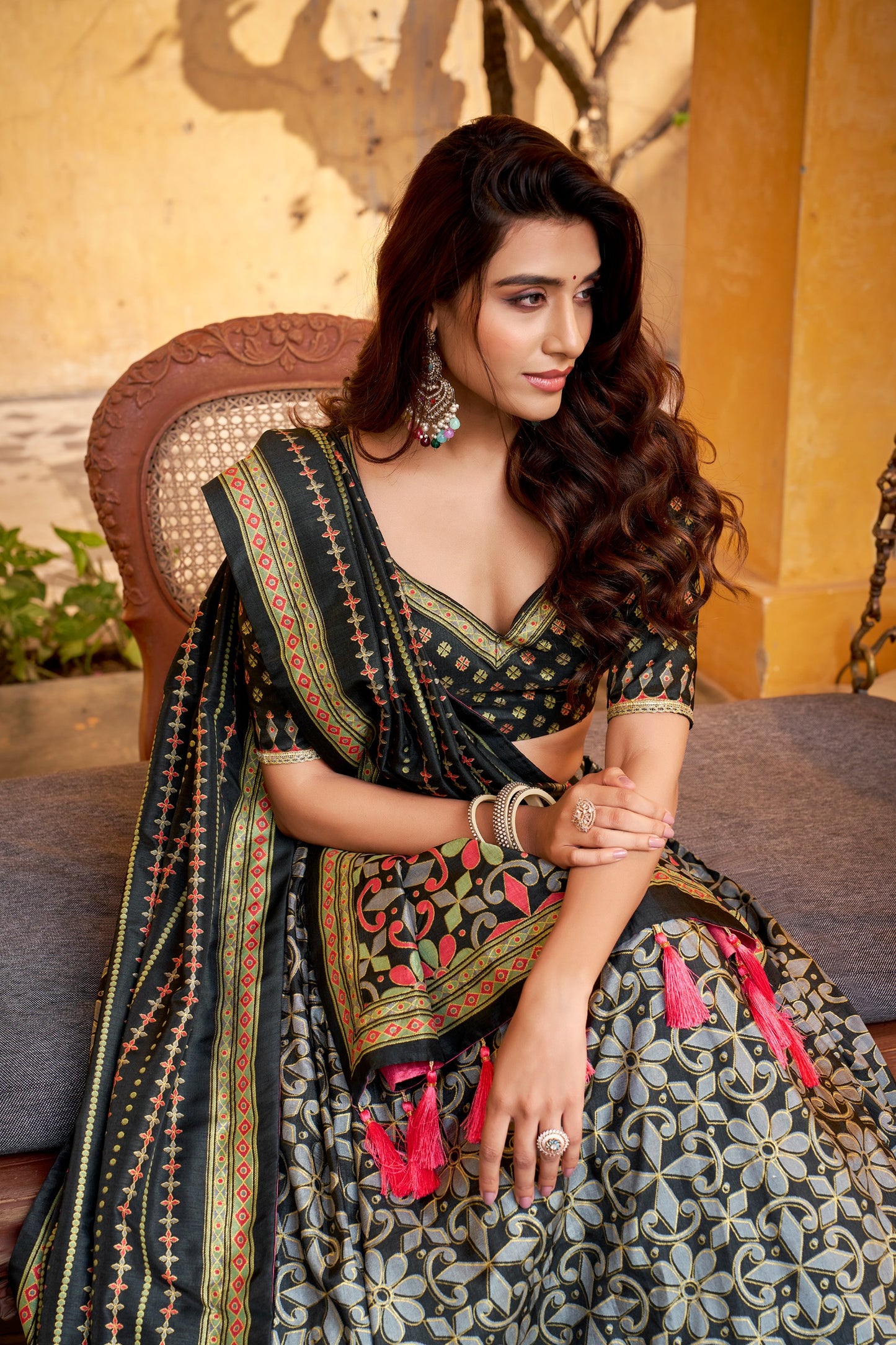 Rich textures of Tasar silk enhanced with iconic sparkle work for a look that’s timeless, festive, and unforgettable ✨