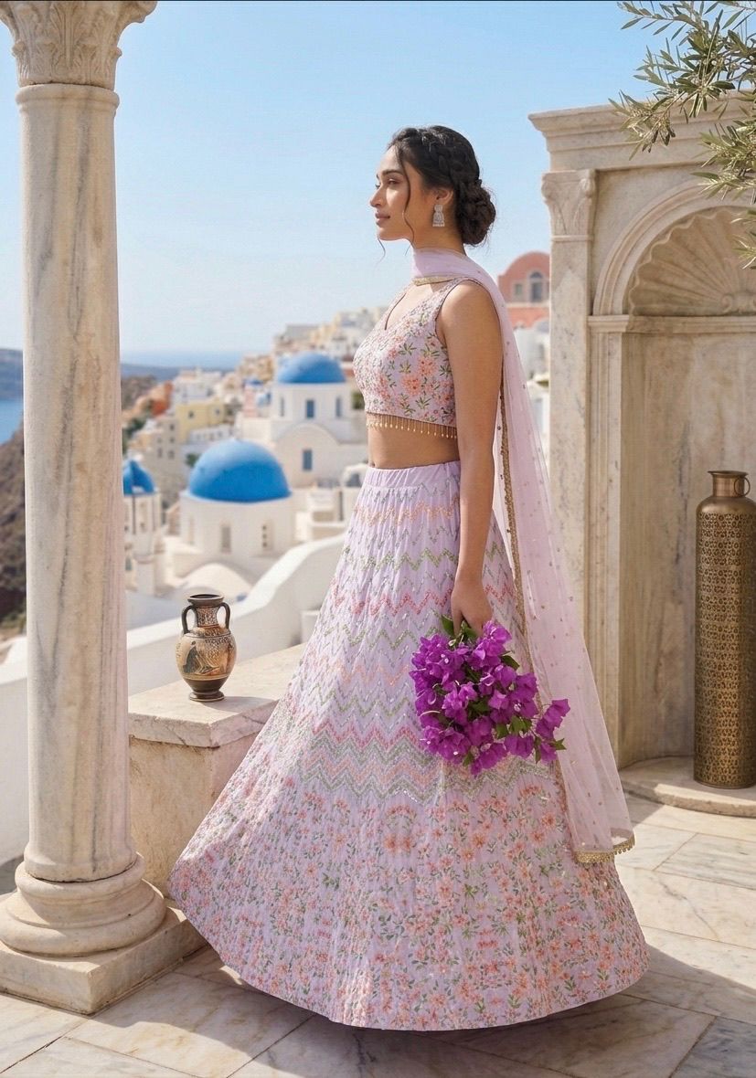 Shop this beautiful lehnga set to twirl around & look Preety 👌👌