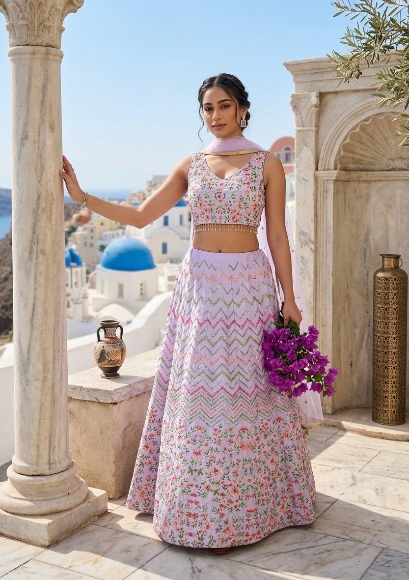 Shop this beautiful lehnga set to twirl around & look Preety 👌👌