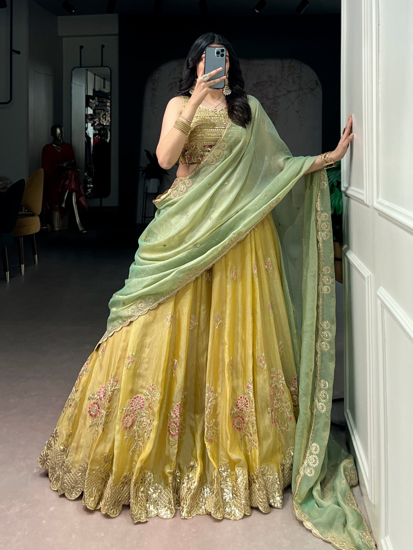 The soft pastel tones and delicate detailing create a look that feels effortlessly regal for every special occasion. ✨