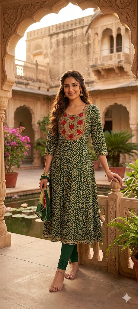 Frok style full ghair with Embroidery work kurti