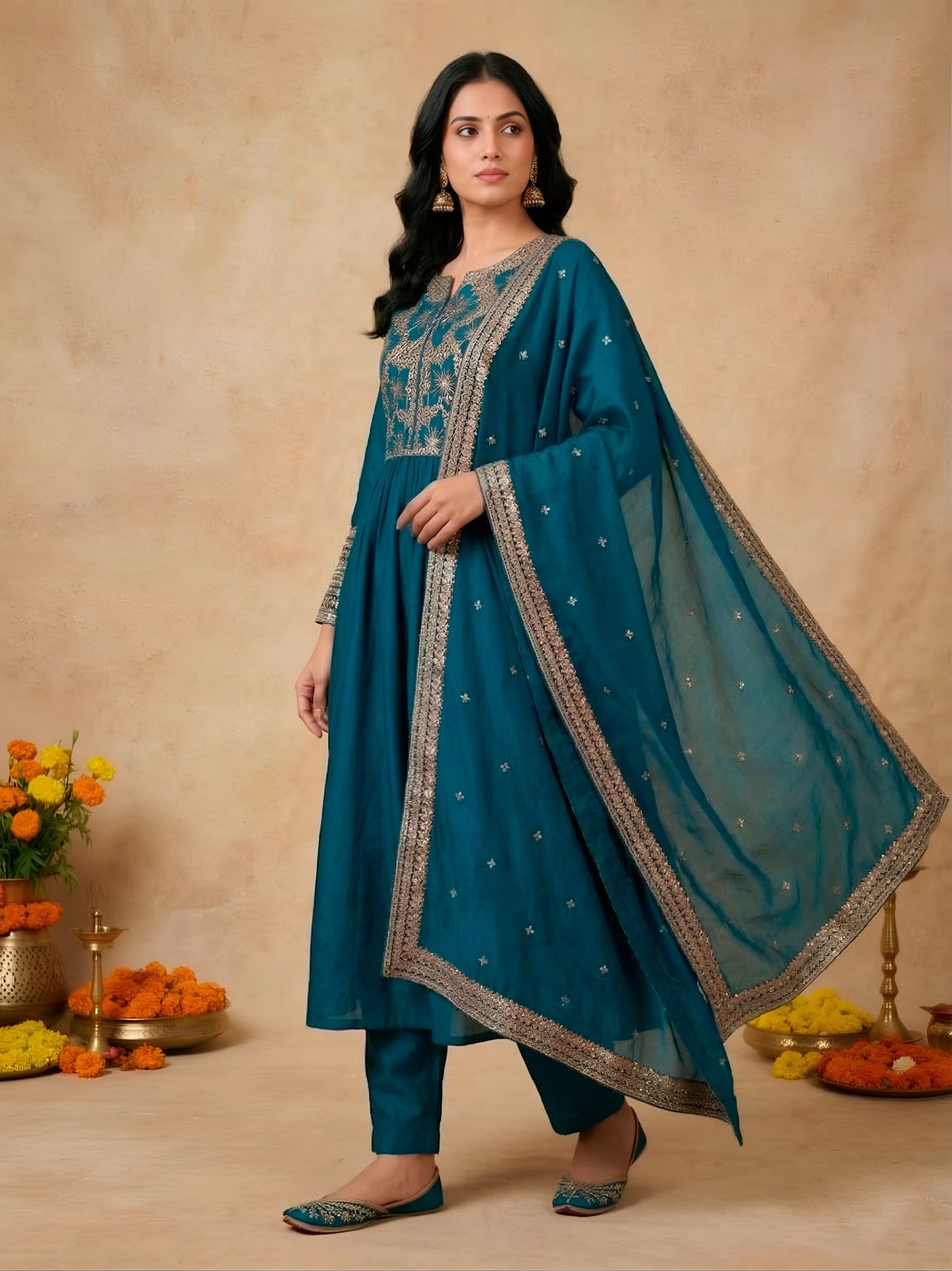 Let the smooth fall of Roman silk enhance your style with its classic charm and graceful finish 🦋