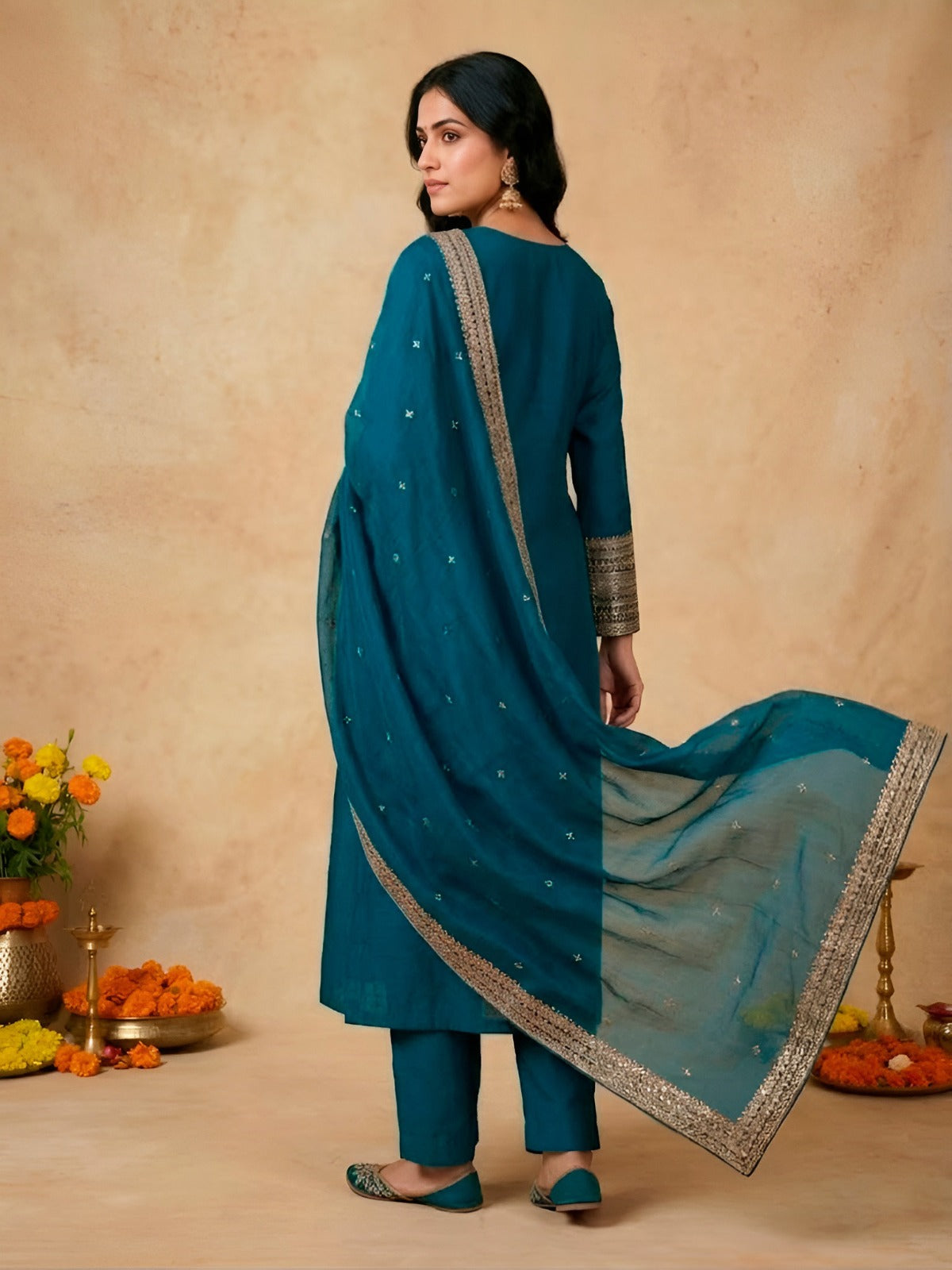 Let the smooth fall of Roman silk enhance your style with its classic charm and graceful finish 🦋