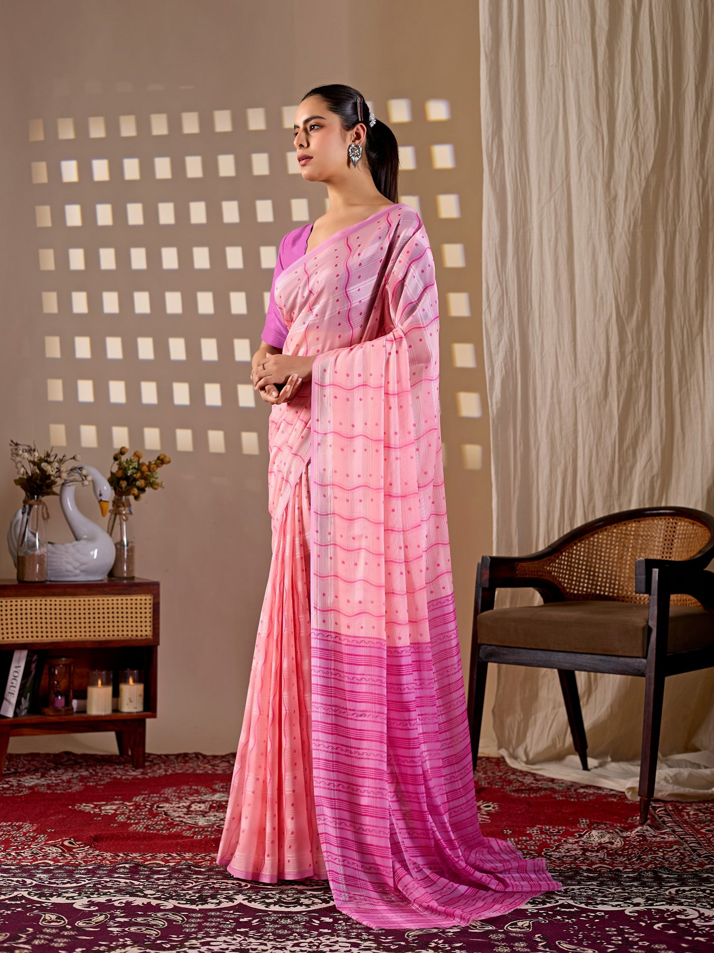 Premium Monsoon Saree featuring a charming blend of soft peach saree