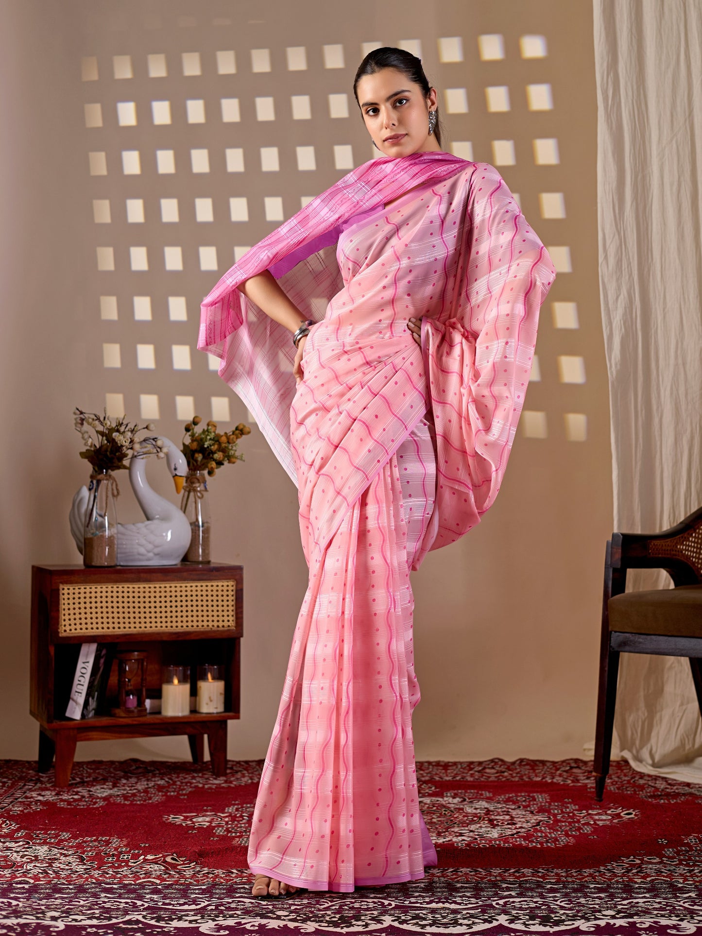 Premium Monsoon Saree featuring a charming blend of soft peach saree