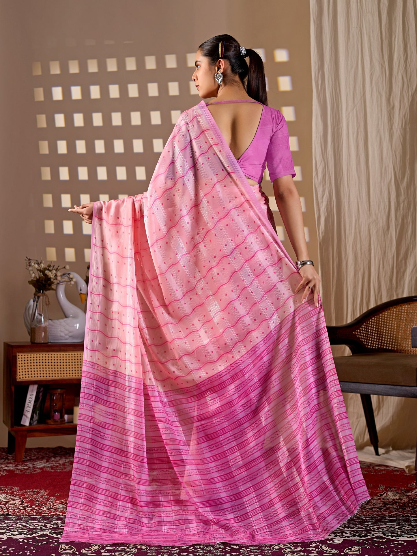 Premium Monsoon Saree featuring a charming blend of soft peach saree