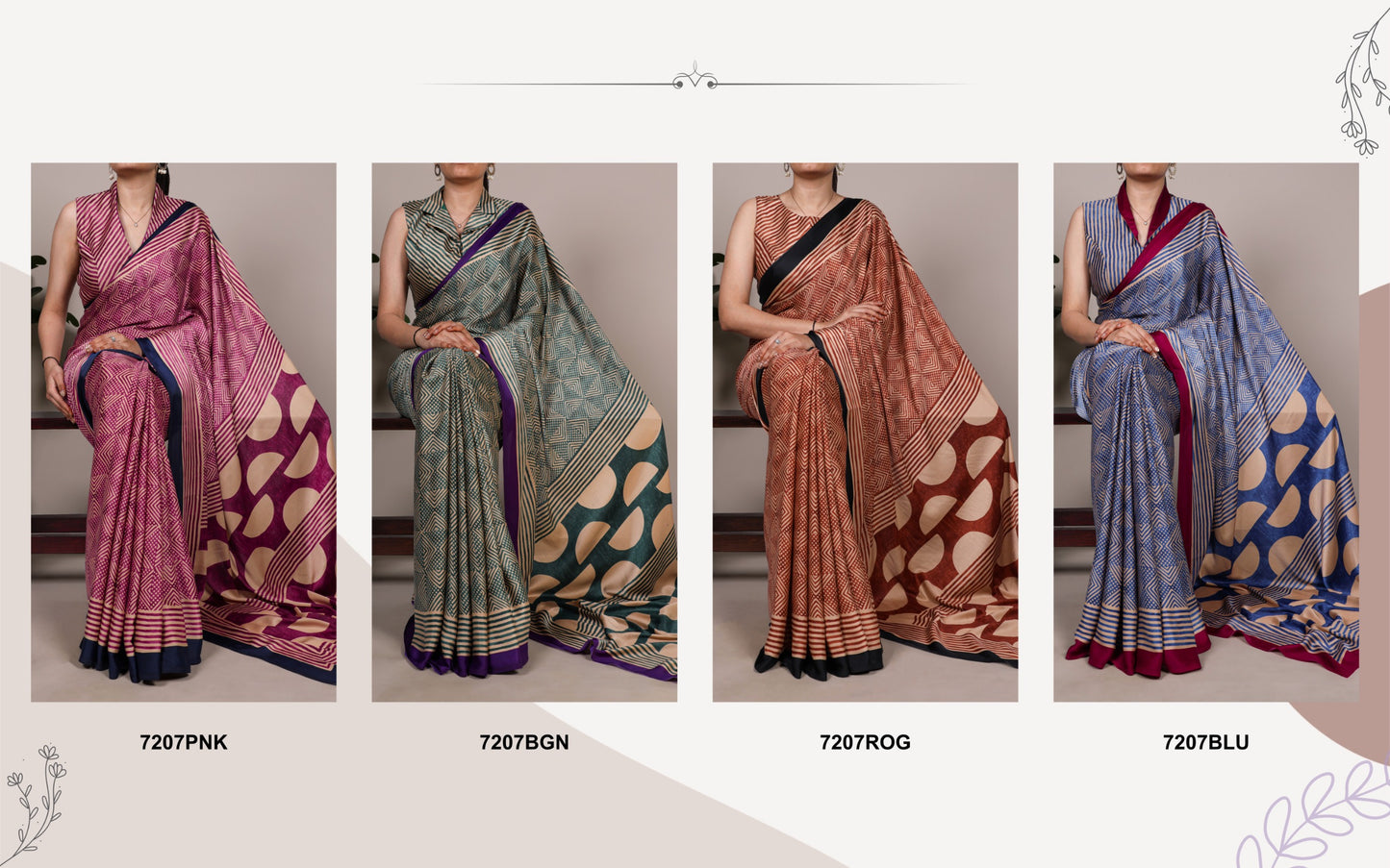 Crafted in soft dull silk with statement fancy prints, this saree blends classic charm with a modern touch 🌸