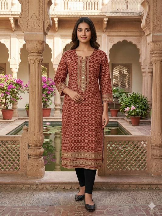 Soft cotton chikan print kurti OF navkar