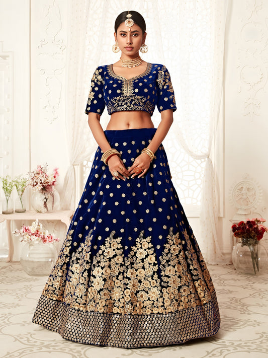 👑 Royal Purple Velvet Bridal Lehenga 💫