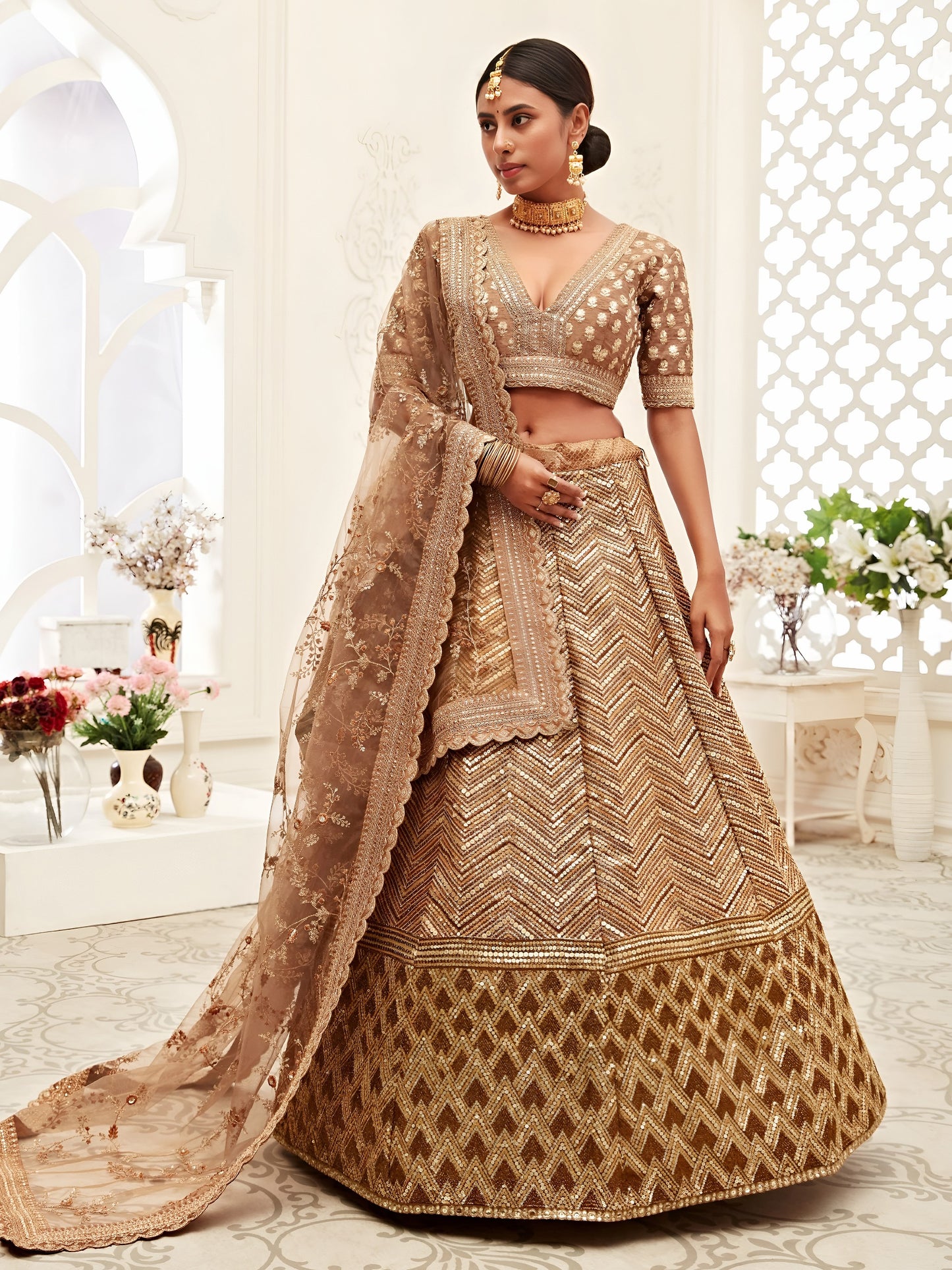 Antique Gold Designer Bridal Lehenga