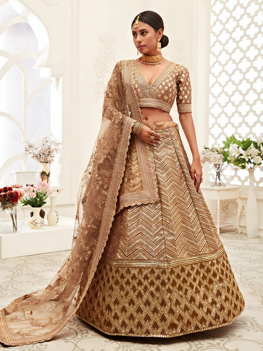 Antique Gold Designer Bridal Lehenga