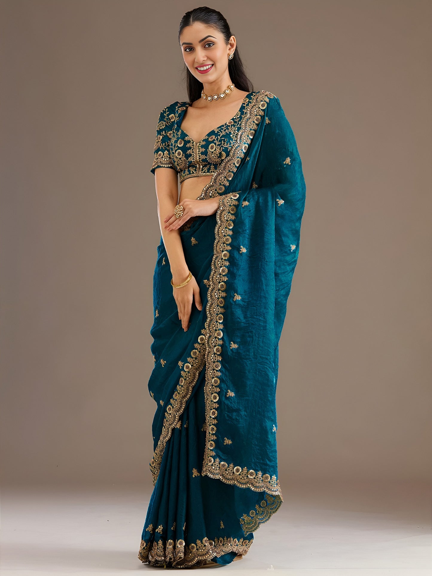 💙 Dove Blue Elegant Embroidered Saree ✨