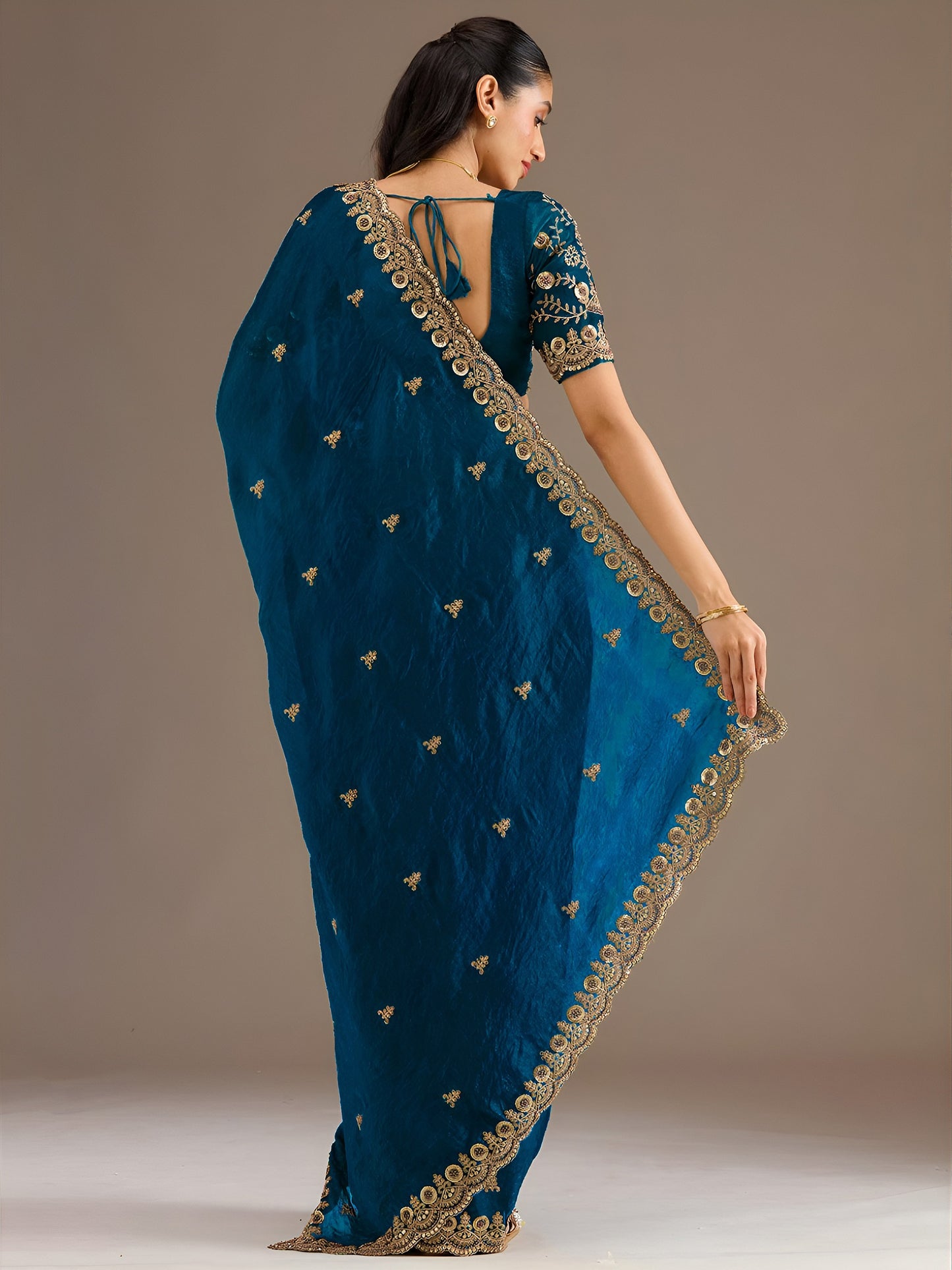 💙 Dove Blue Elegant Embroidered Saree ✨