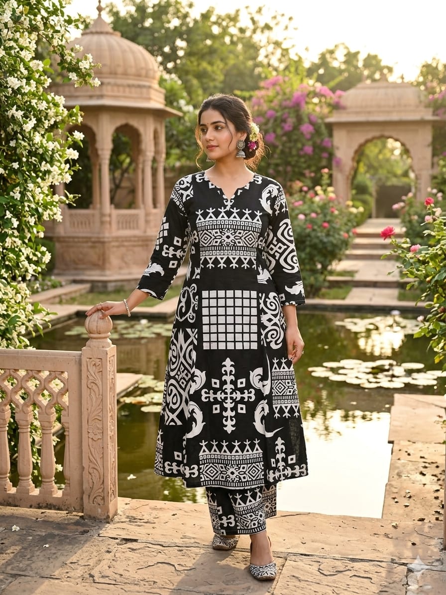 v neck Aline With one side pocket kurti