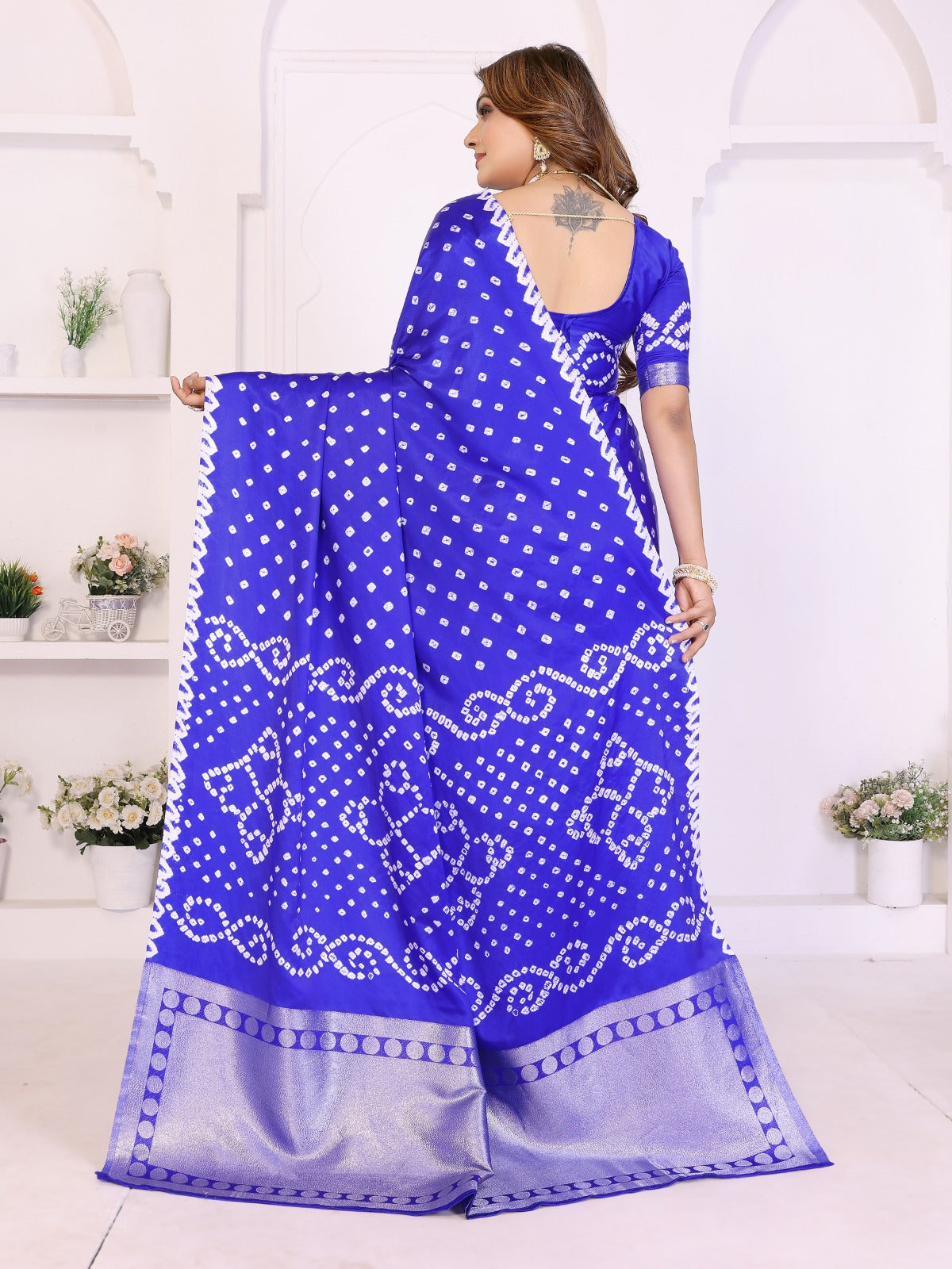 ☘️Too Pretty And Beautiful Original Bandhej Premium Silk Hand Dyed Saree For Lagadi Patta Boutique Series ☘️