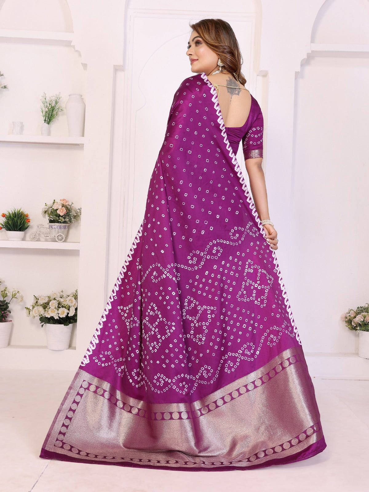 ☘️Too Pretty And Beautiful Original Bandhej Premium Silk Hand Dyed Saree For Lagadi Patta Boutique Series ☘️