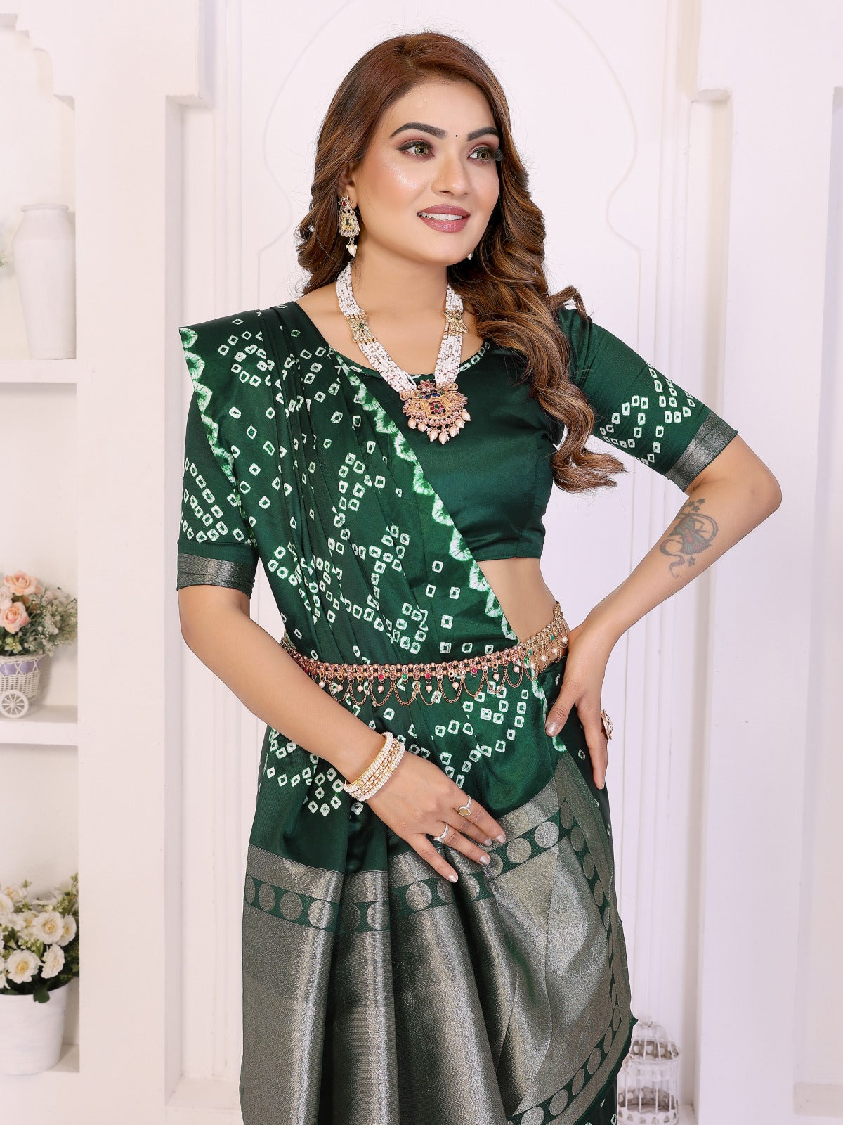☘️Too Pretty And Beautiful Original Bandhej Premium Silk Hand Dyed Saree For Lagadi Patta Boutique Series ☘️