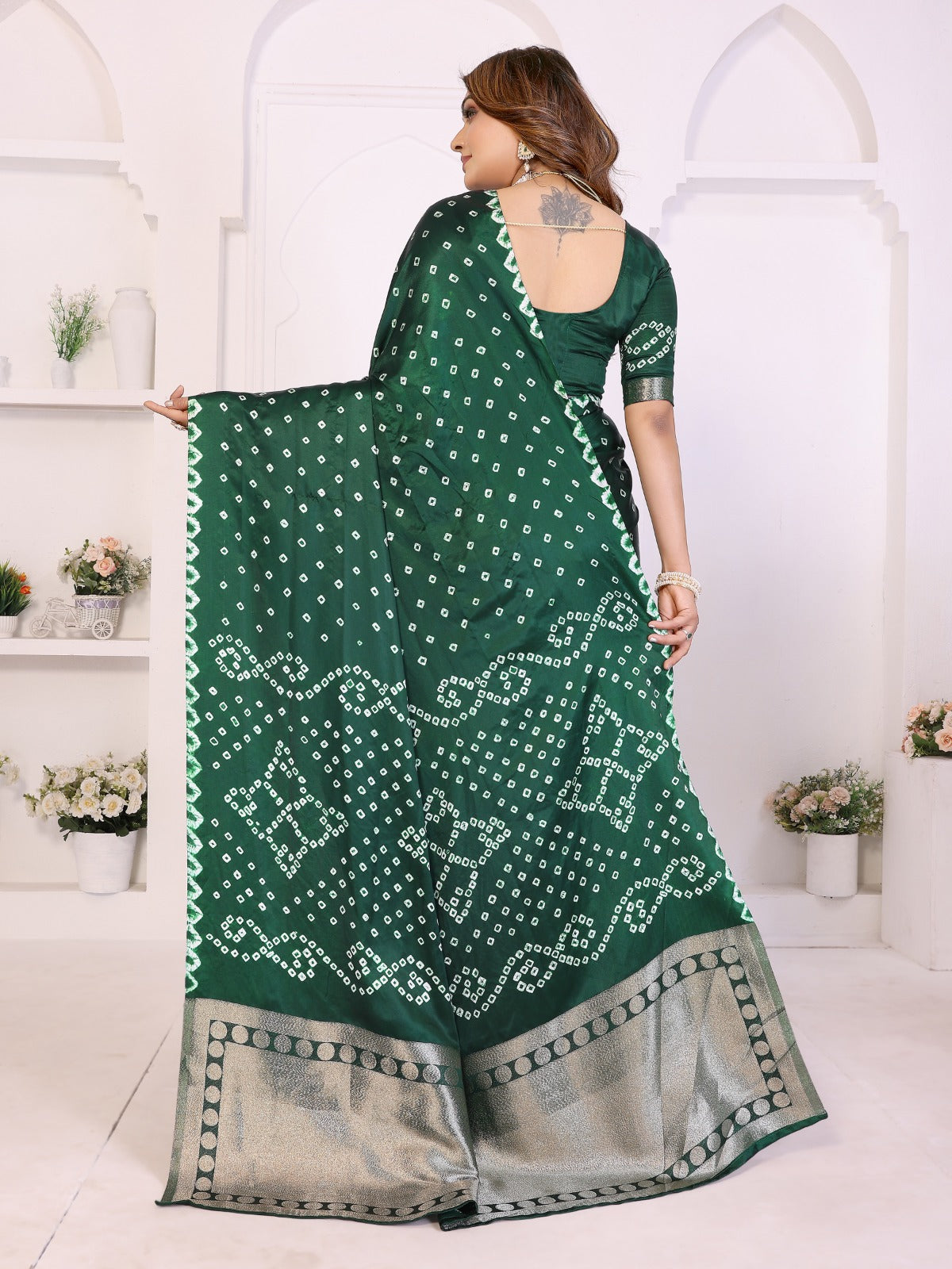 ☘️Too Pretty And Beautiful Original Bandhej Premium Silk Hand Dyed Saree For Lagadi Patta Boutique Series ☘️