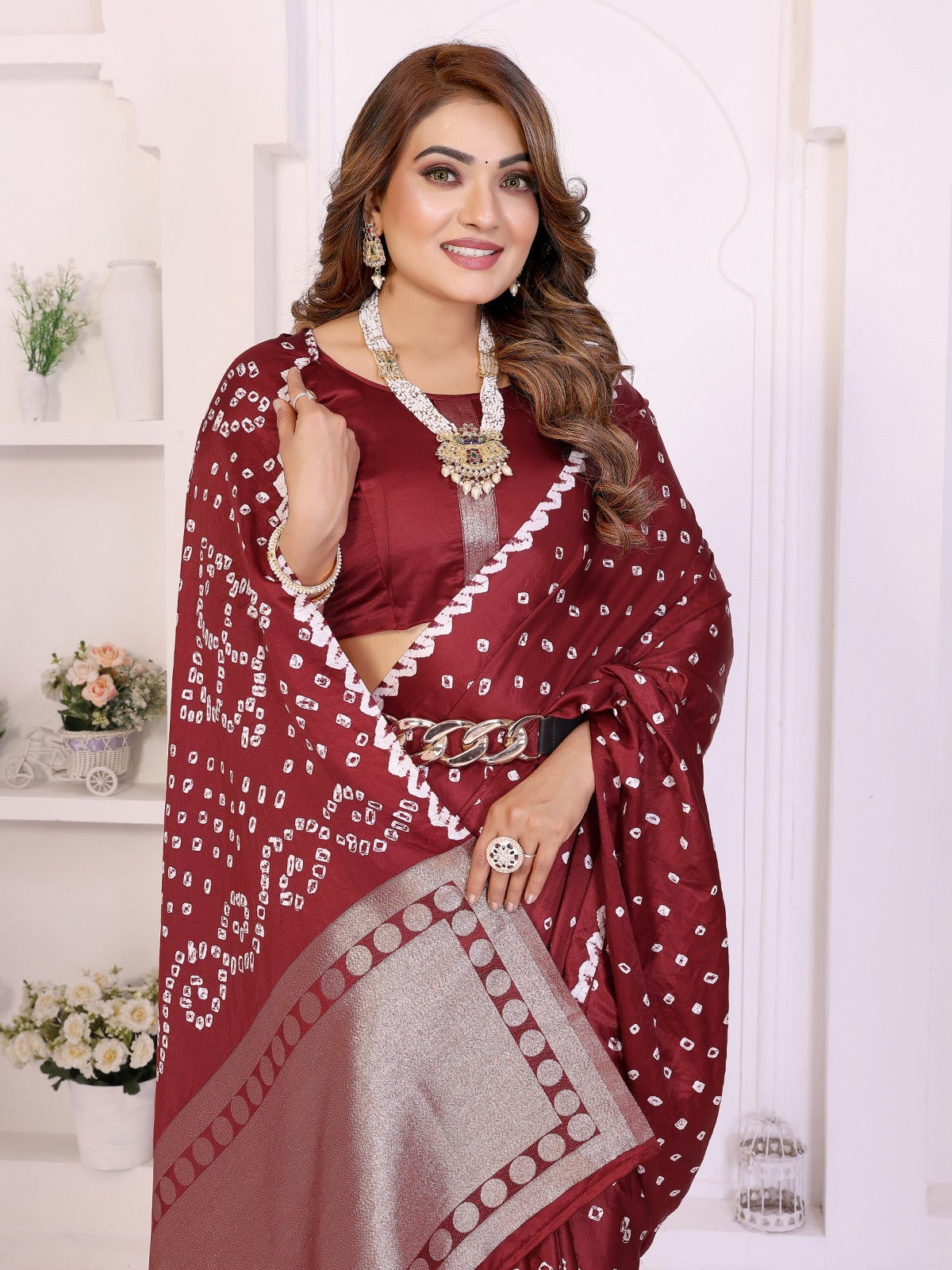 ☘️Too Pretty And Beautiful Original Bandhej Premium Silk Hand Dyed Saree For Lagadi Patta Boutique Series ☘️