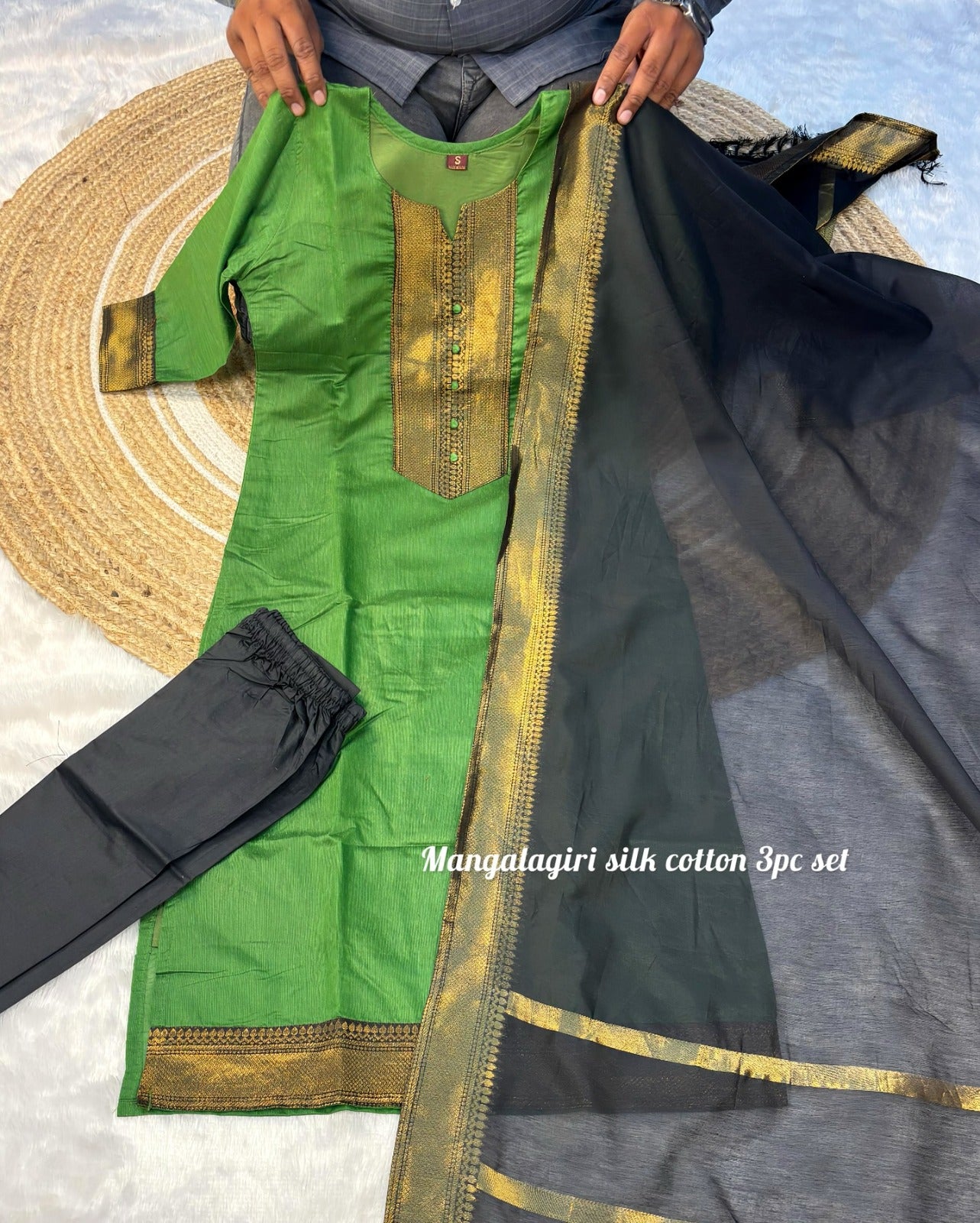 Elegant Kanchi Cotton Fabric Calf Length Straight Kurta Set