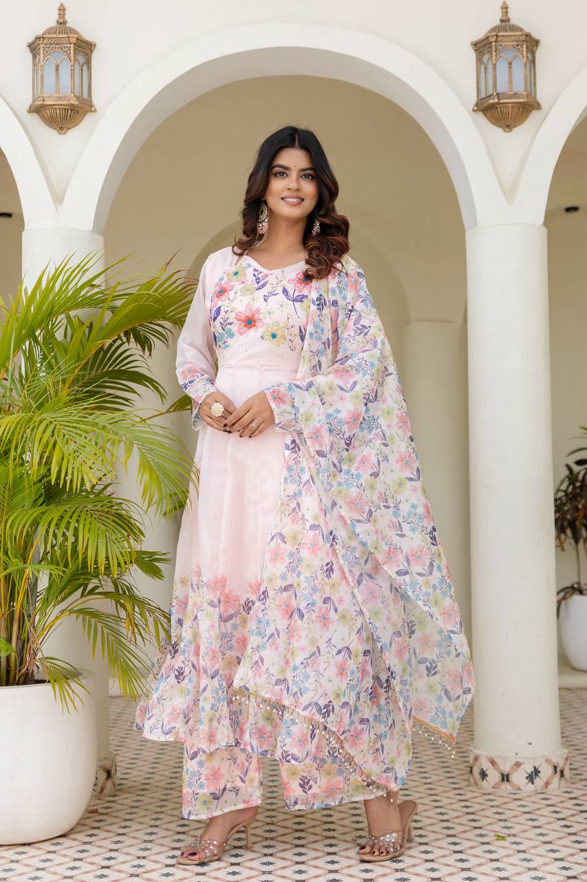 🌸Presenting New Ready-Made Gown Plazzo And Dupatta Set Collection  🌸