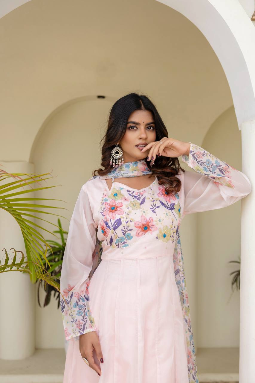 🌸Presenting New Ready-Made Gown Plazzo And Dupatta Set Collection  🌸
