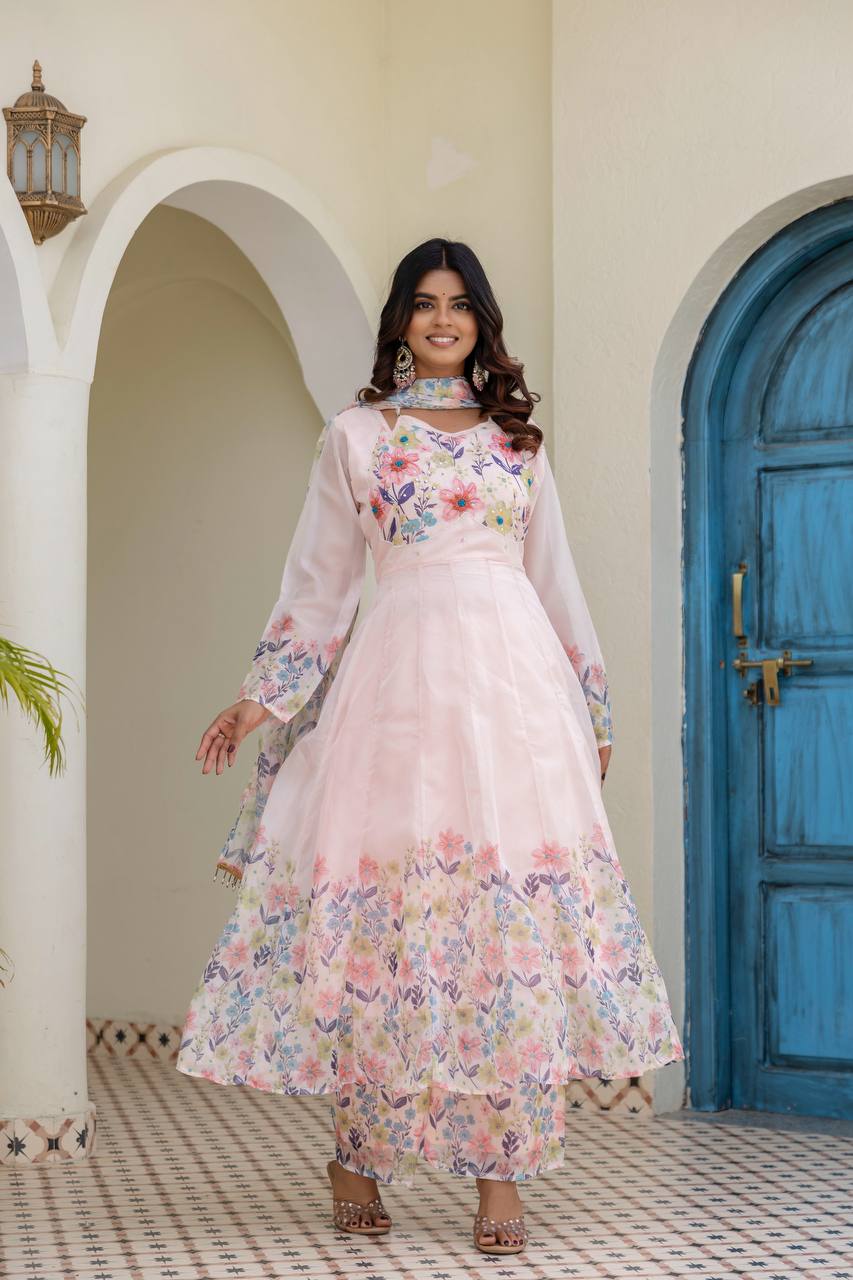 🌸Presenting New Ready-Made Gown Plazzo And Dupatta Set Collection  🌸