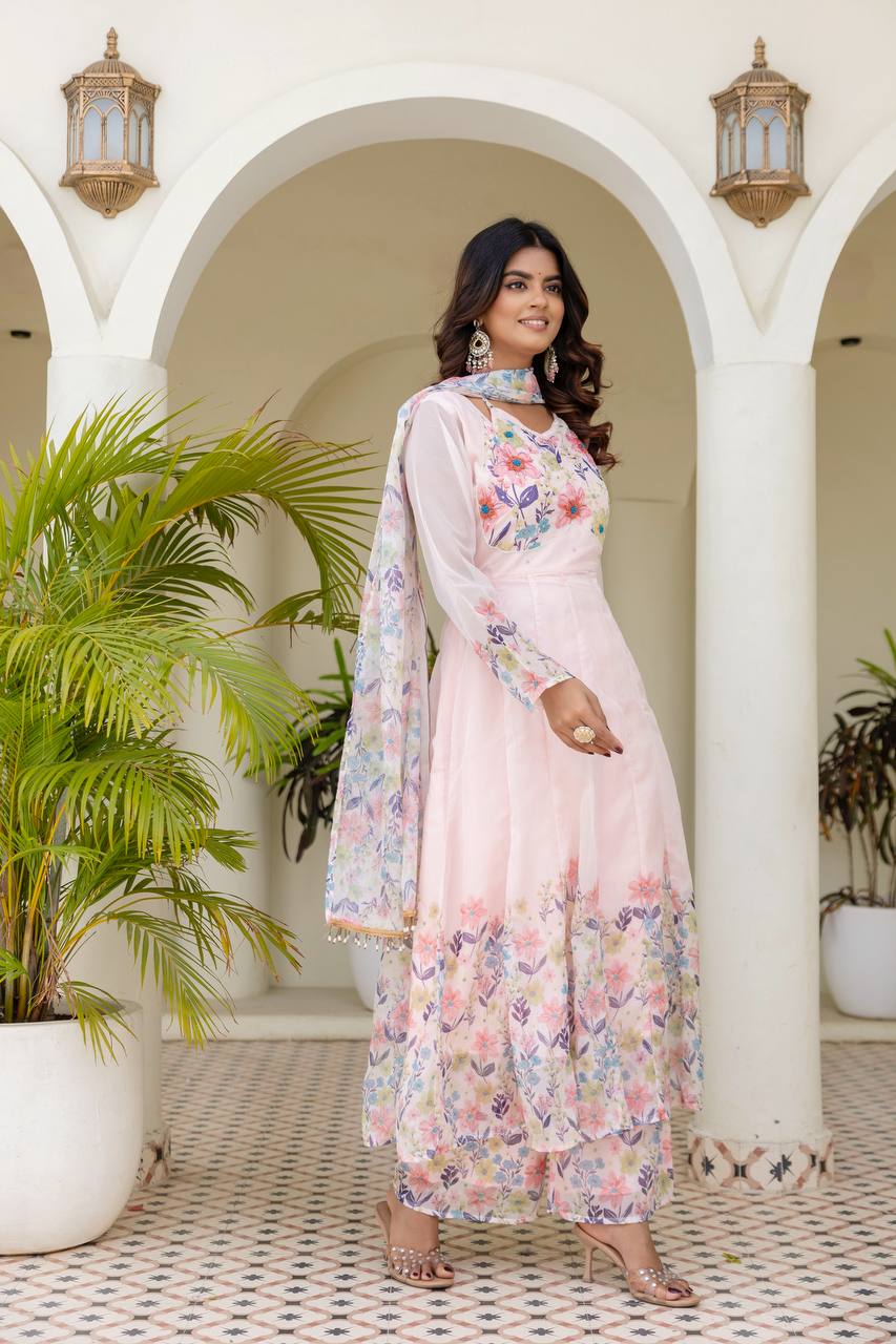 🌸Presenting New Ready-Made Gown Plazzo And Dupatta Set Collection  🌸