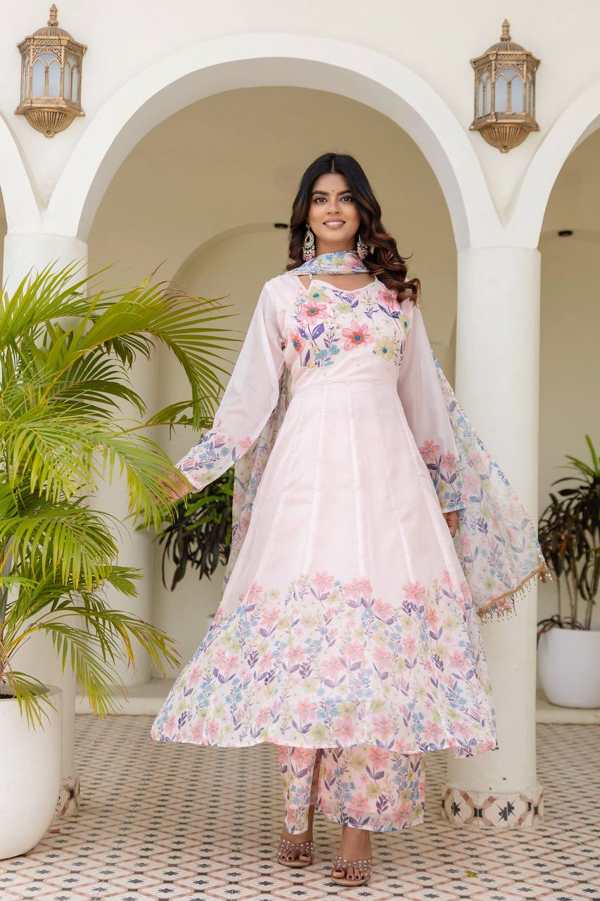 🌸Presenting New Ready-Made Gown Plazzo And Dupatta Set Collection  🌸