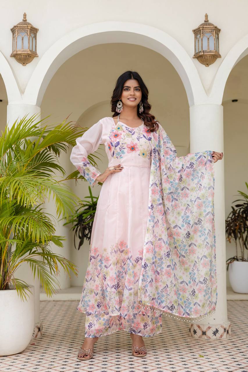 🌸Presenting New Ready-Made Gown Plazzo And Dupatta Set Collection  🌸