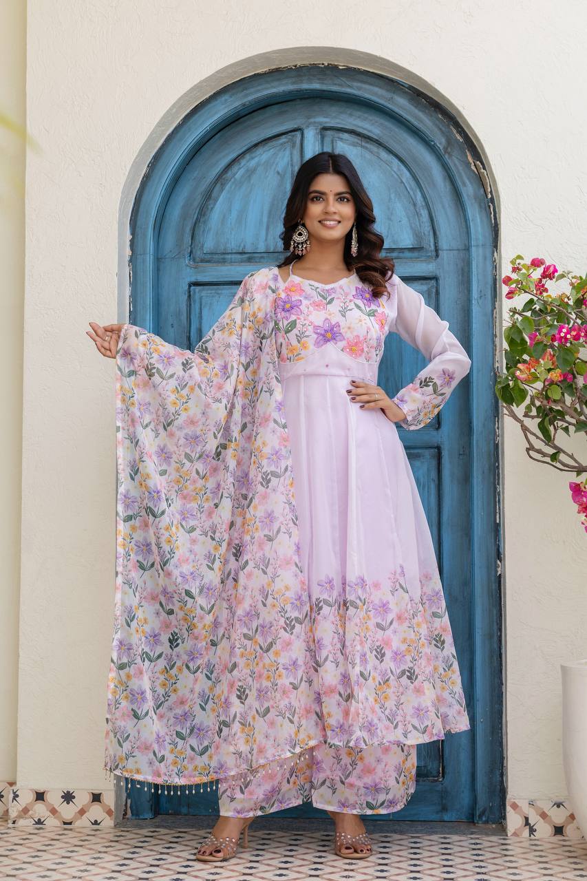 🌸Presenting New Ready-Made Gown Plazzo And Dupatta Set Collection  🌸