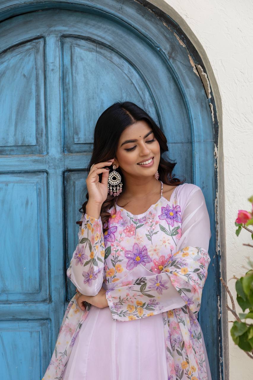 🌸Presenting New Ready-Made Gown Plazzo And Dupatta Set Collection  🌸