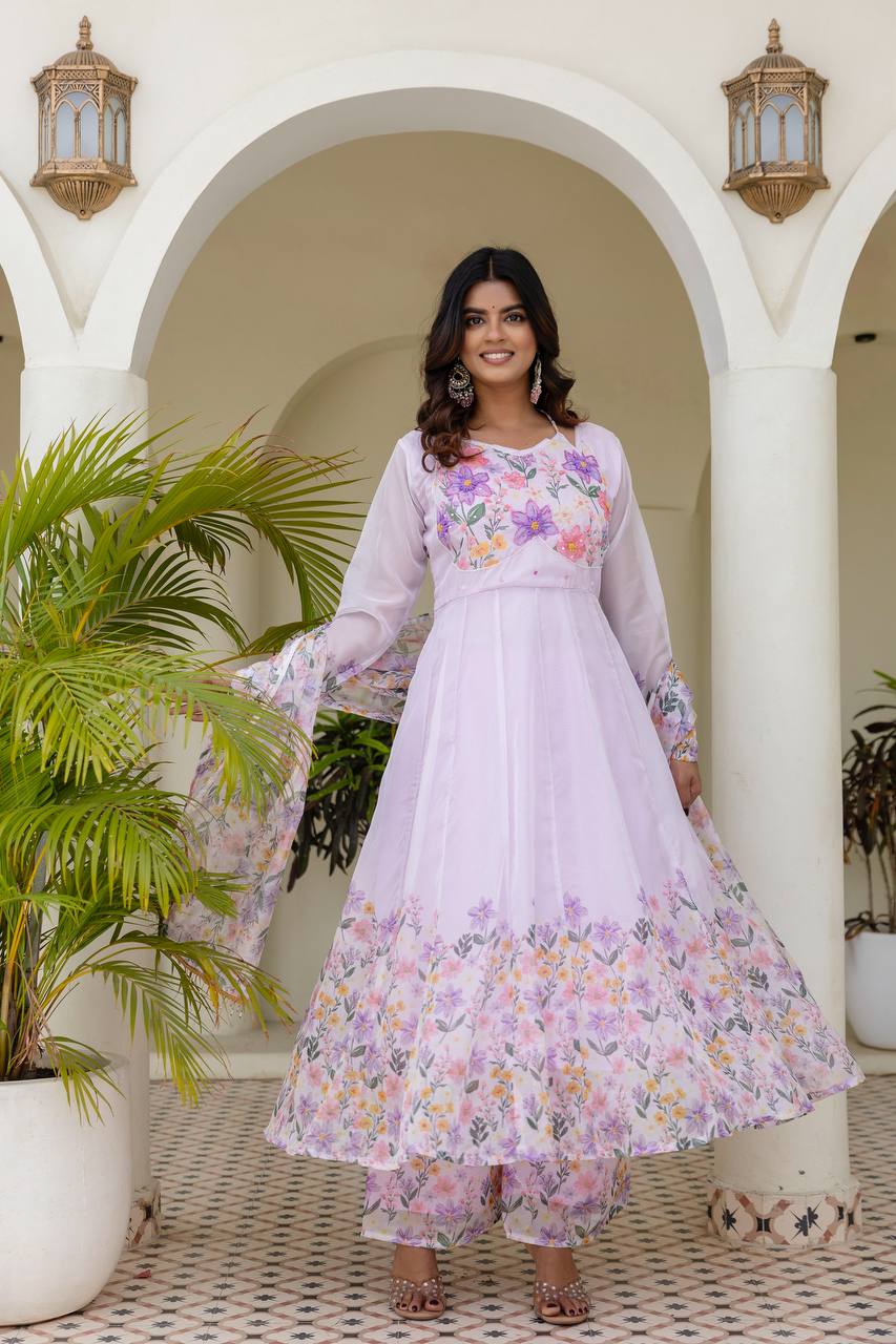 🌸Presenting New Ready-Made Gown Plazzo And Dupatta Set Collection  🌸