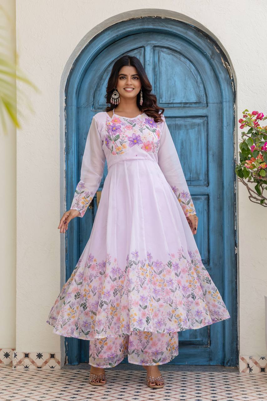 🌸Presenting New Ready-Made Gown Plazzo And Dupatta Set Collection  🌸