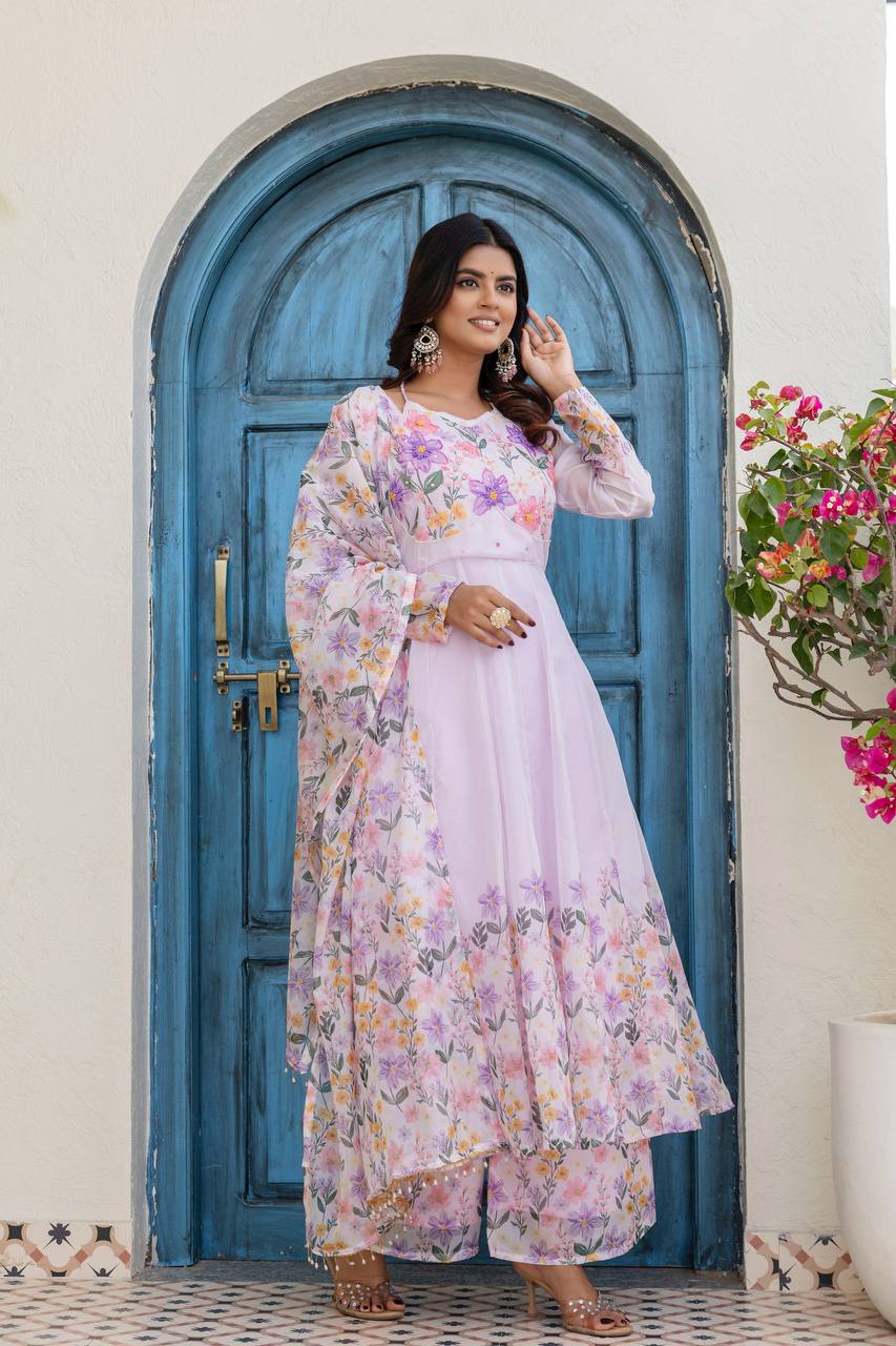 🌸Presenting New Ready-Made Gown Plazzo And Dupatta Set Collection  🌸