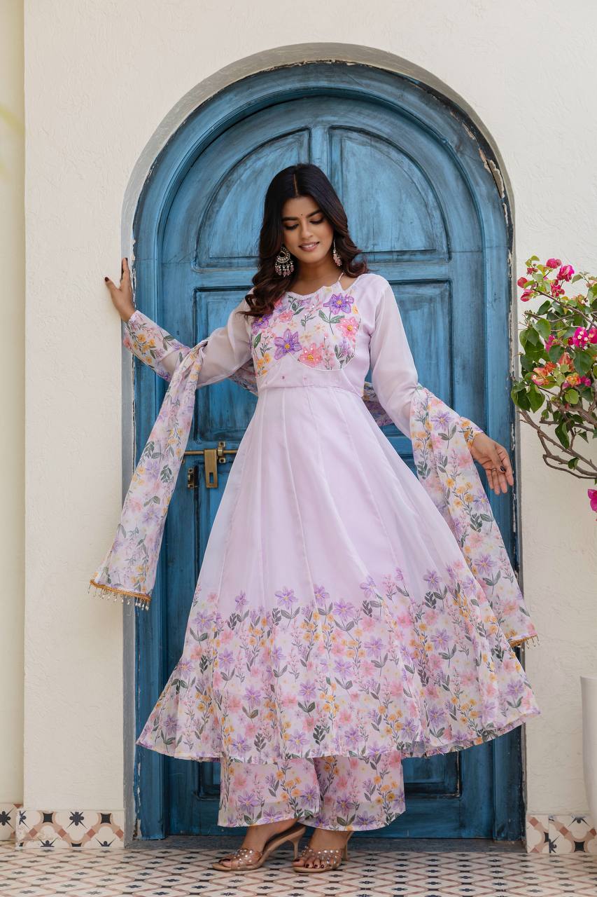 🌸Presenting New Ready-Made Gown Plazzo And Dupatta Set Collection  🌸