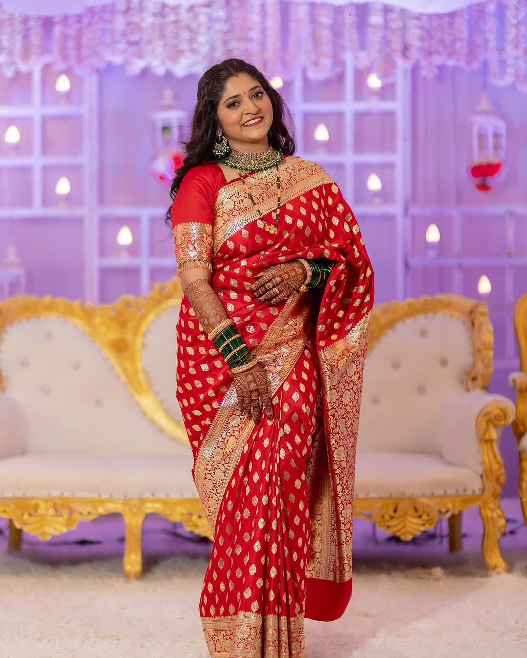 Silk Saree from the this store is adorned with beautiful Zari work in form of traditional motifs.