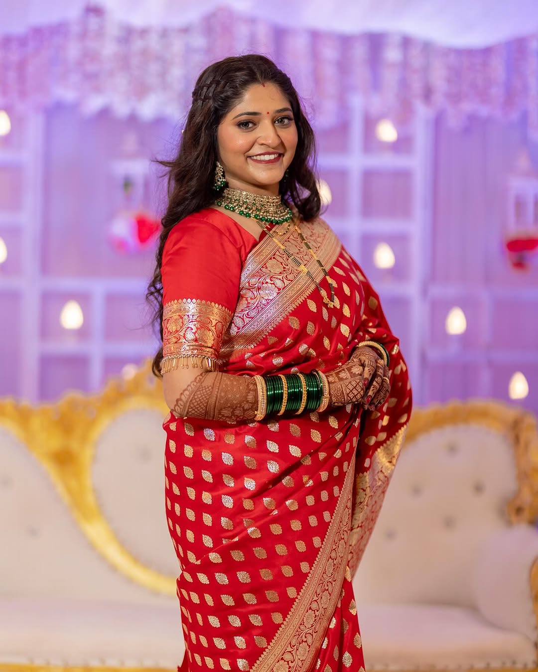 Silk Saree from the this store is adorned with beautiful Zari work in form of traditional motifs.