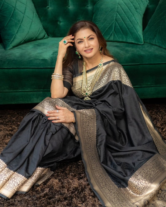 Exquisite banarasi soft silk saree with traditional zari work