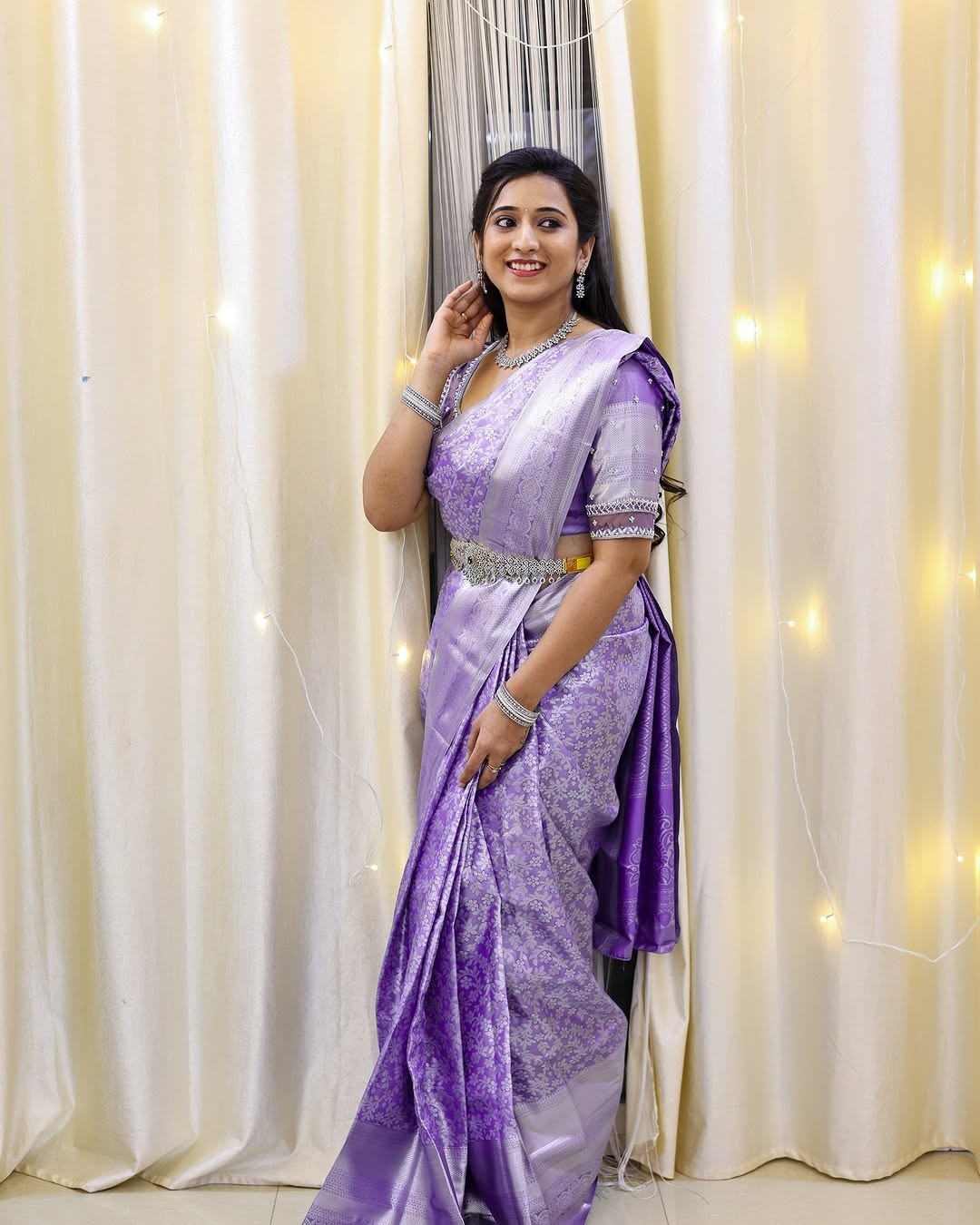 Silk Saree from the this store is adorned with beautiful Zari work in form of traditional motifs